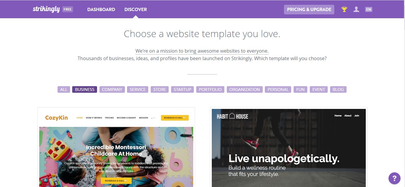 Image taken from Strikingly Product Image taken from Strikingly Product